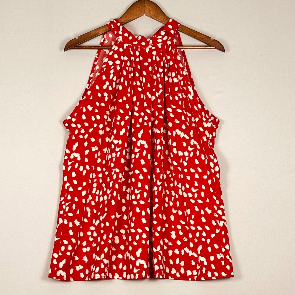 Unbranded Halter Blouse Women XXL Red White Spotted Excellent Tie Back Top